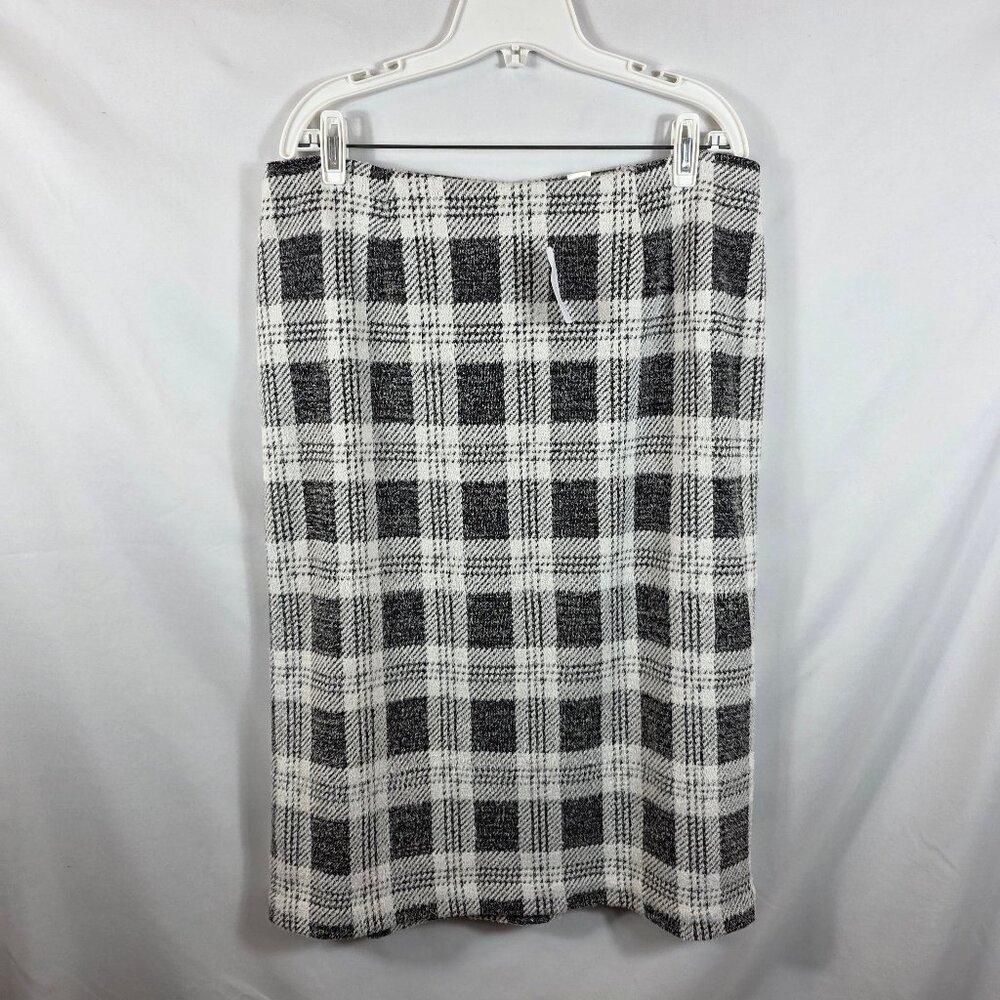 CJ Banks Skirt Women's Size 14W Gray, White & Black Plaid Super Soft NEW